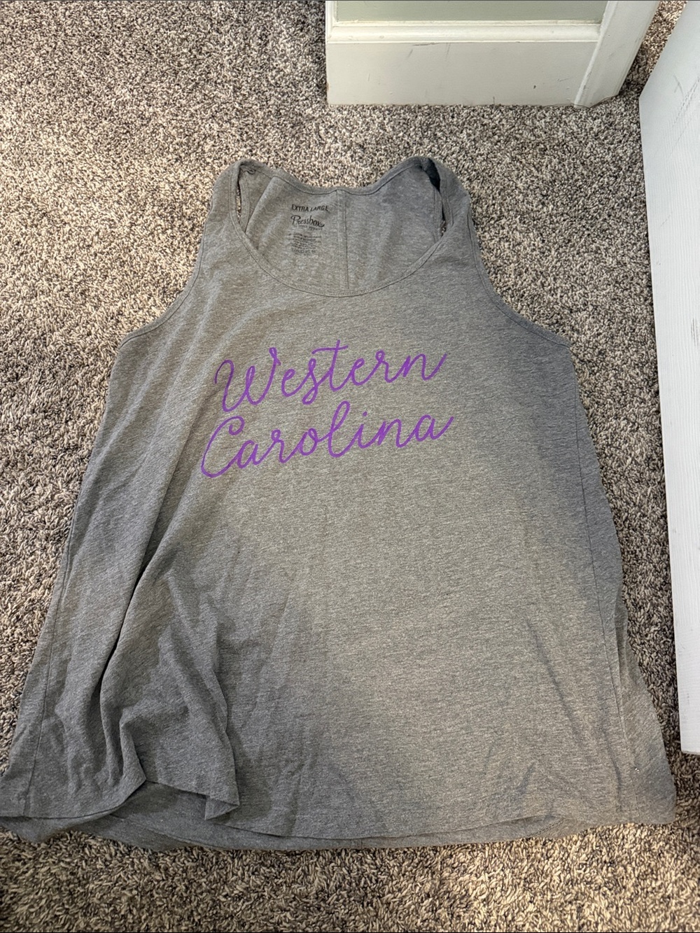 Pressbox Gray Tank Top with Purple Western Carolina Script